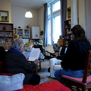 Gaby and Hélène during the recording of the sound piece.